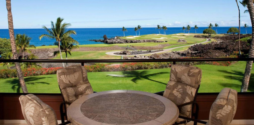 Mauna Lani Point open air lounging area