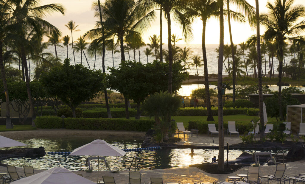 Waikoloa Beach Marriott pool with the beach in the background