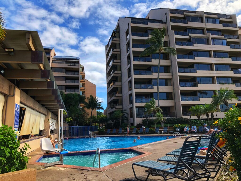 Sands of Kahana building and poolside view