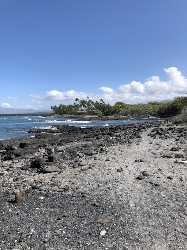 Hawaiian Island Big Island Black sand beach shore