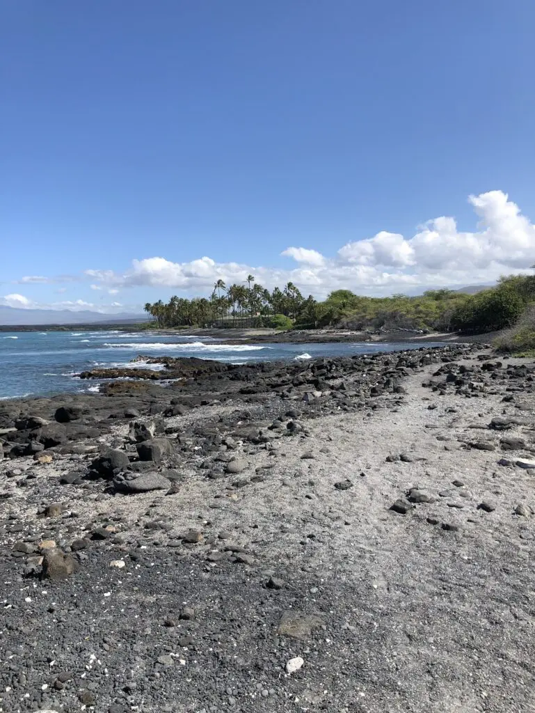 Hawaiian Island Big Island Black sand beach shore