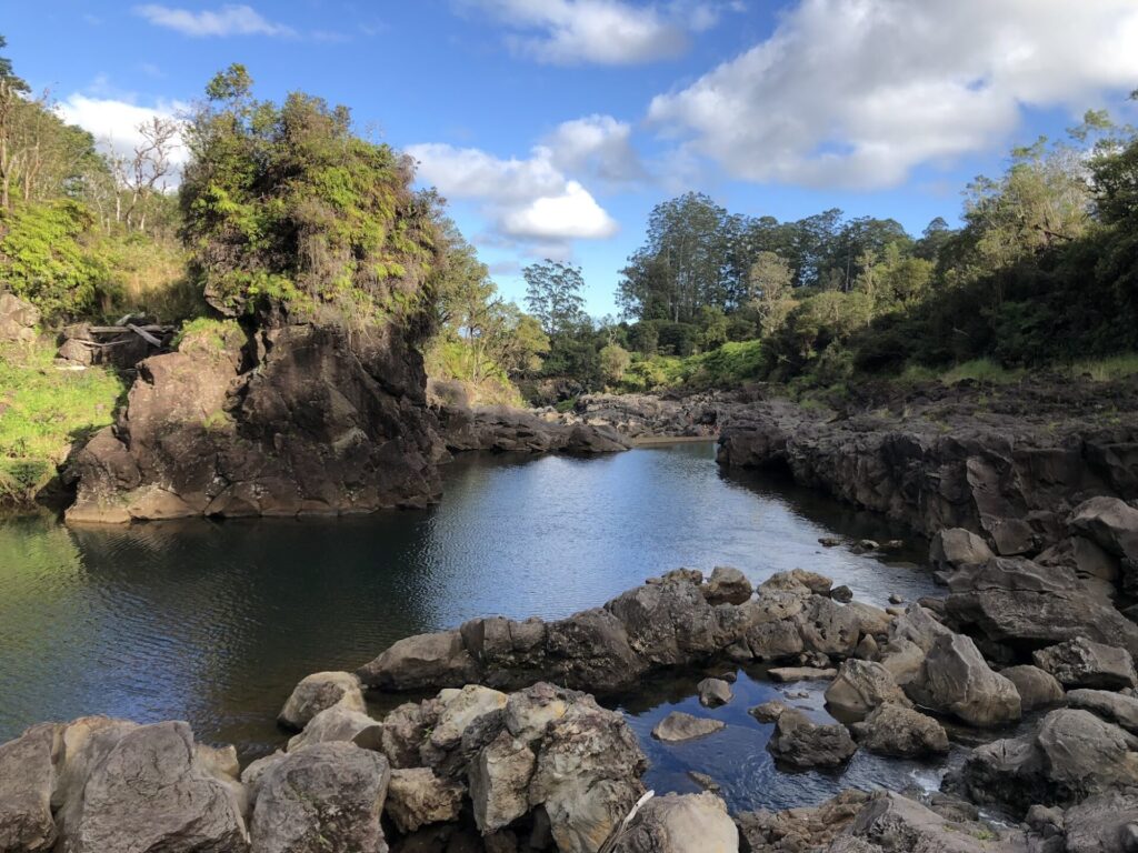 Outside view of water and rocks in Hawaii's Big Island