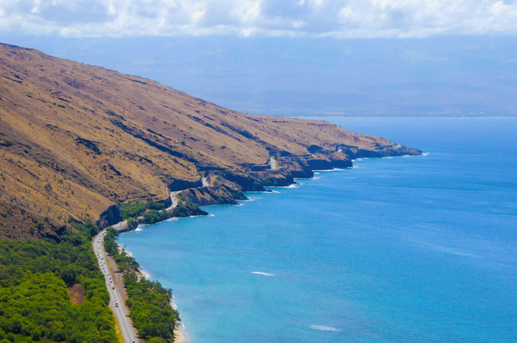 Aerial view of Ukumehame and Pali