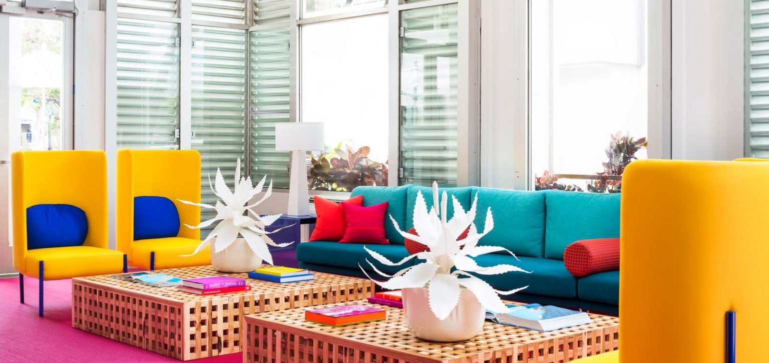 Shoreline Hotel Waikiki room with its colorful decor