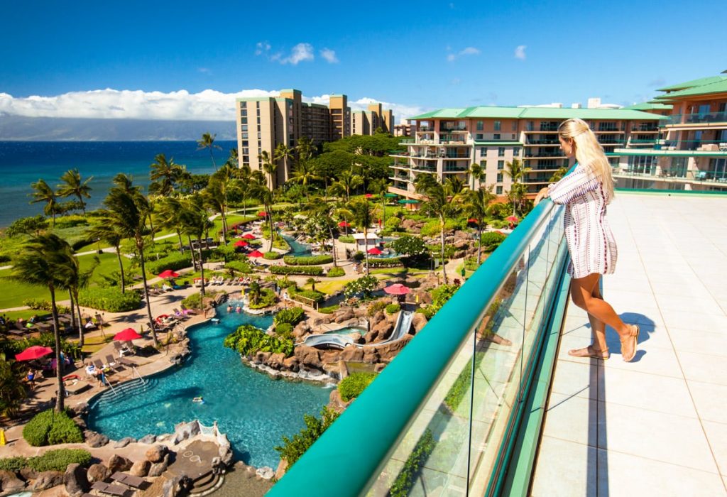 Someone on the rooftop of Honua Kai Resort & Spa looking into the city