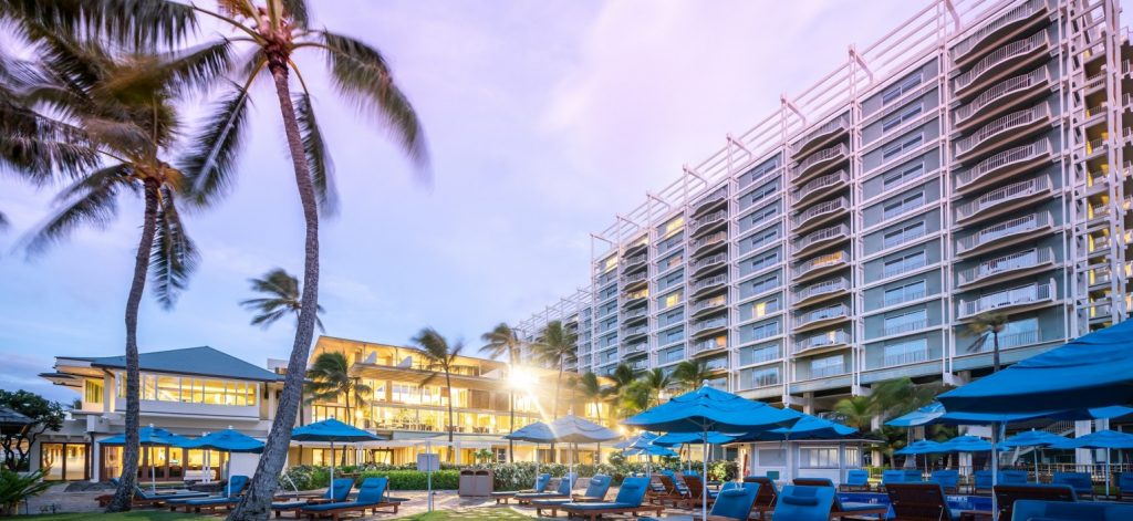 The Kahala Hotel & Resort far view during a lavender sky sunset