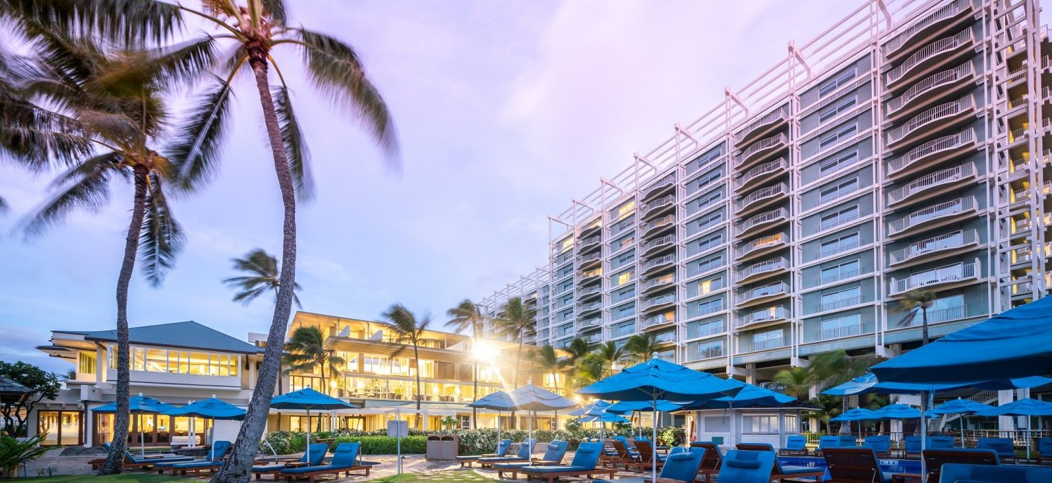 The Kahala Hotel & Resort far view during a lavender sky sunset