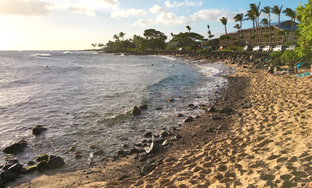 One of the better Kauai beaches for learning to snorkel.