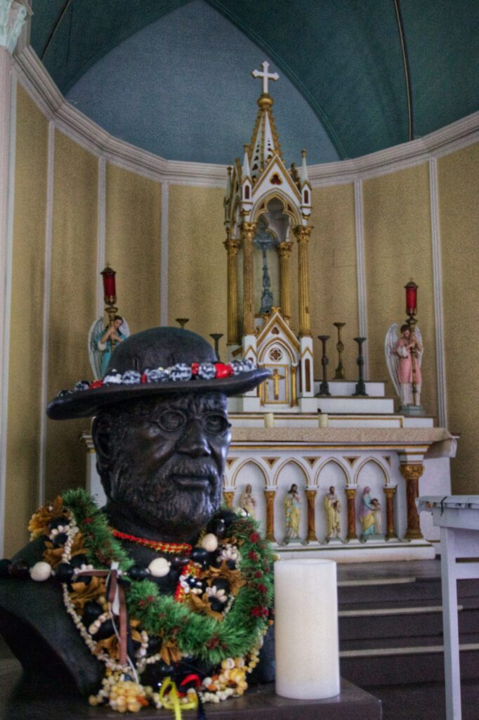 A memorial to Father Damien in Philomena Church