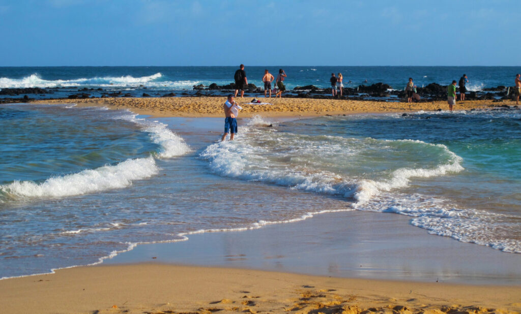 Crowded Kauai beach