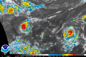 AVN. A tropical cyclone tracking chart showing tropical weather on the ocean