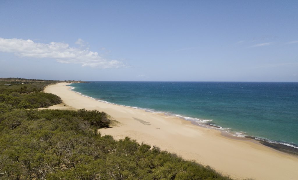 A beach shore of Molokai, a Hawaiian island in the central Pacific